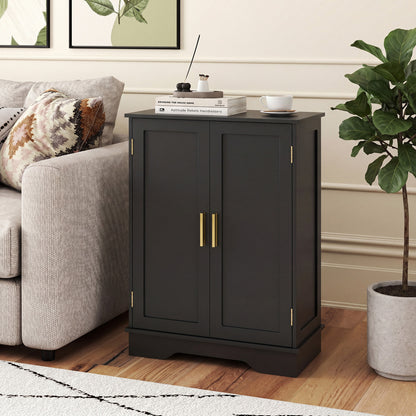 Bathroom Floor Storage Cabinet, 2 Doors, Adjustable Shelves, Black Floor Cabinets at Gallery Canada