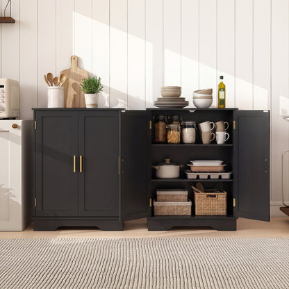 Bathroom Floor Storage Cabinet, 2 Doors, Adjustable Shelves, Black Floor Cabinets at Gallery Canada