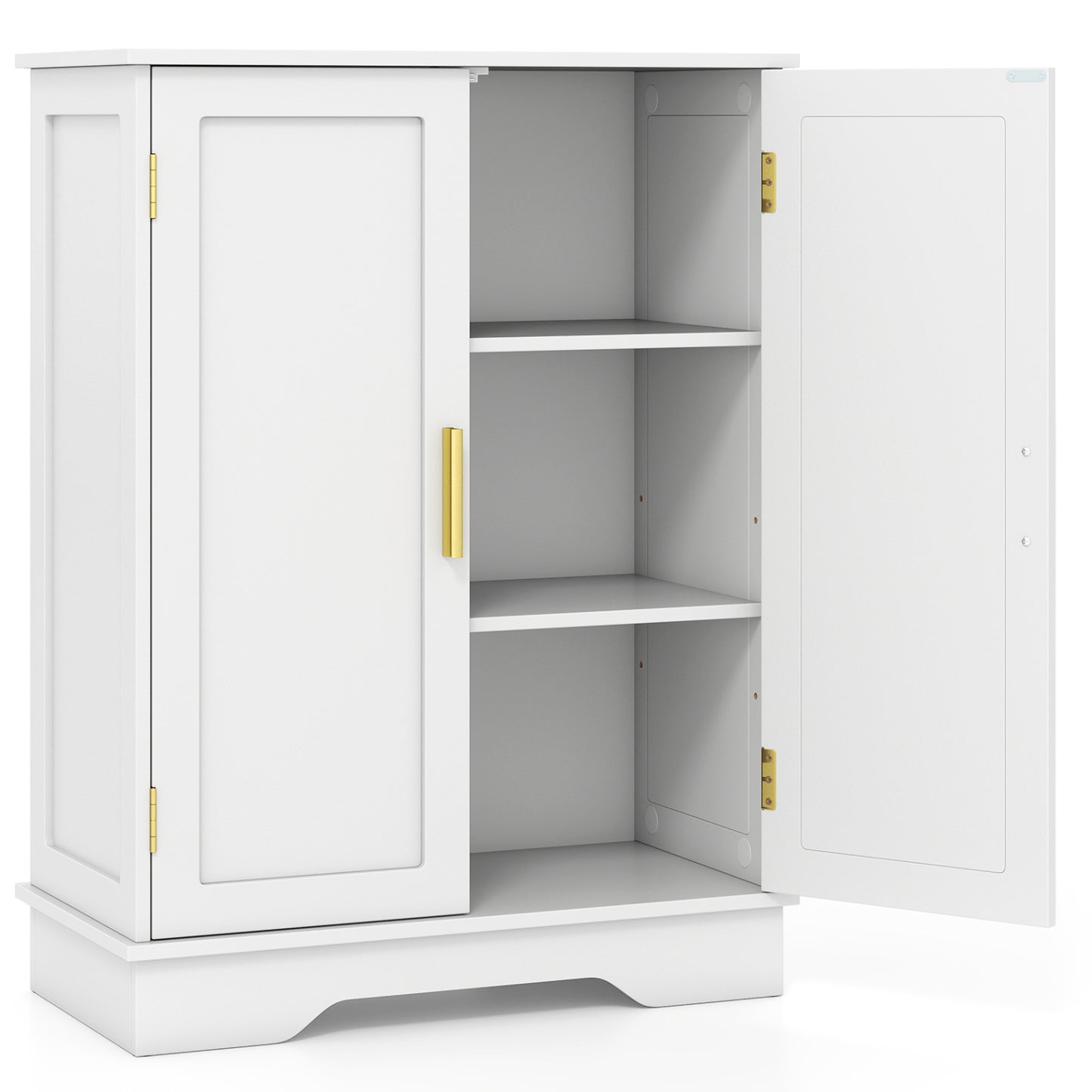 Bathroom Floor Storage Cabinet, 2 Doors, Adjustable Shelves, White Floor Cabinets at Gallery Canada