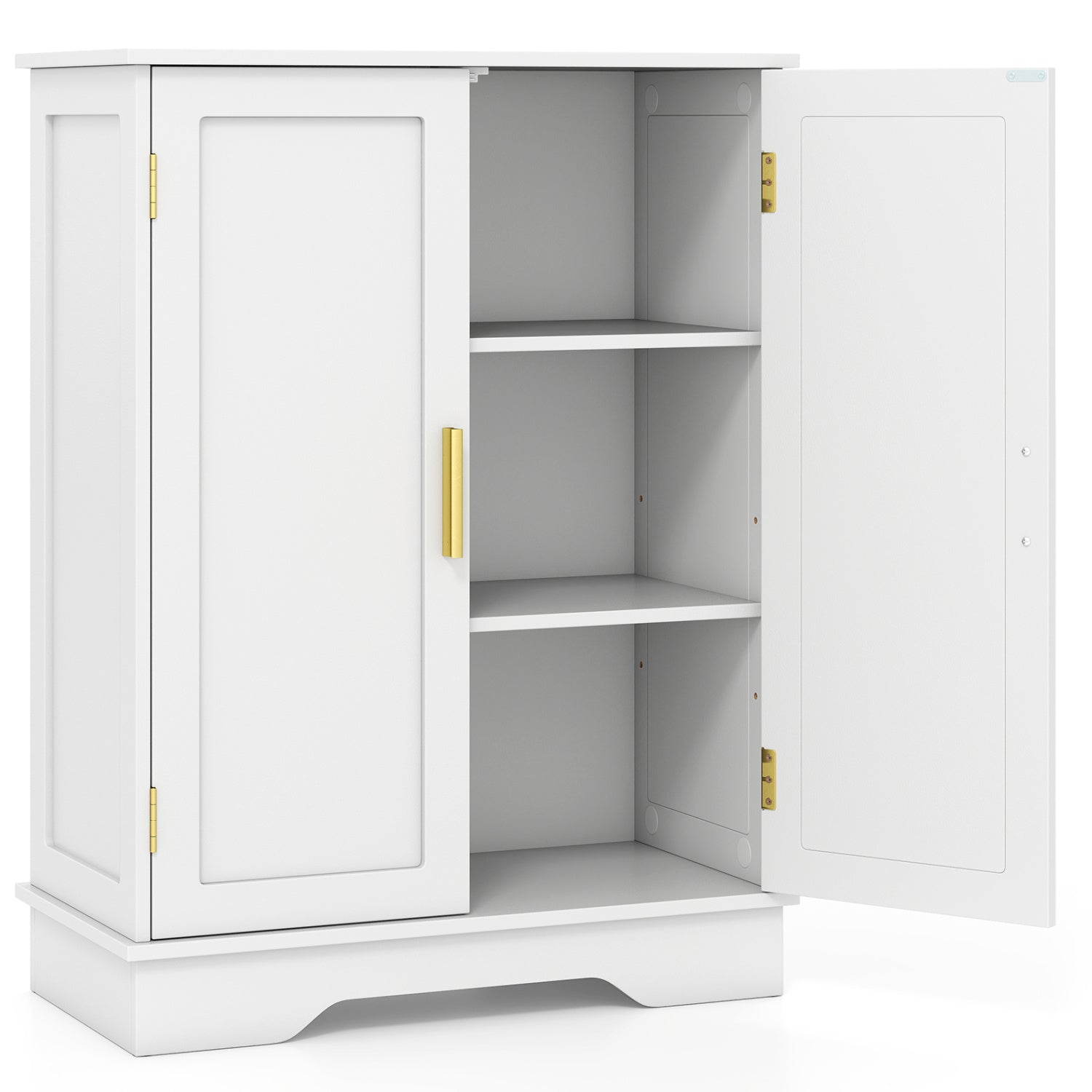 Bathroom Floor Storage Cabinet, 2 Doors, Adjustable Shelves, White Floor Cabinets White at Gallery Canada