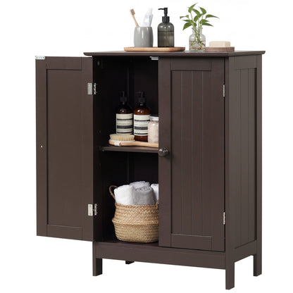 Bathroom Floor Storage Cabinet, Double Door, Brown Floor Cabinets at Gallery Canada