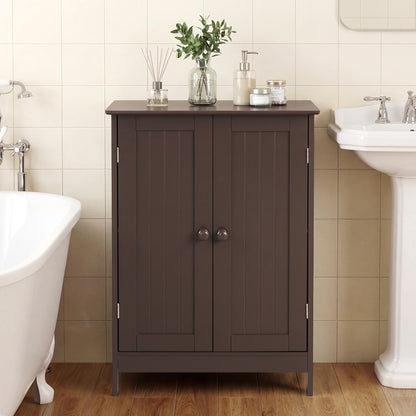 Bathroom Floor Storage Cabinet, Double Door, Brown Floor Cabinets at Gallery Canada