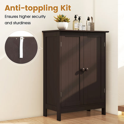 Bathroom Floor Storage Cabinet, Double Door, Brown Floor Cabinets at Gallery Canada