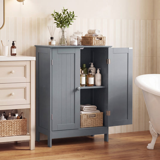 Bathroom Floor Storage Double Door Cupboard Cabinet, Gray Floor Cabinets Gray at Gallery Canada