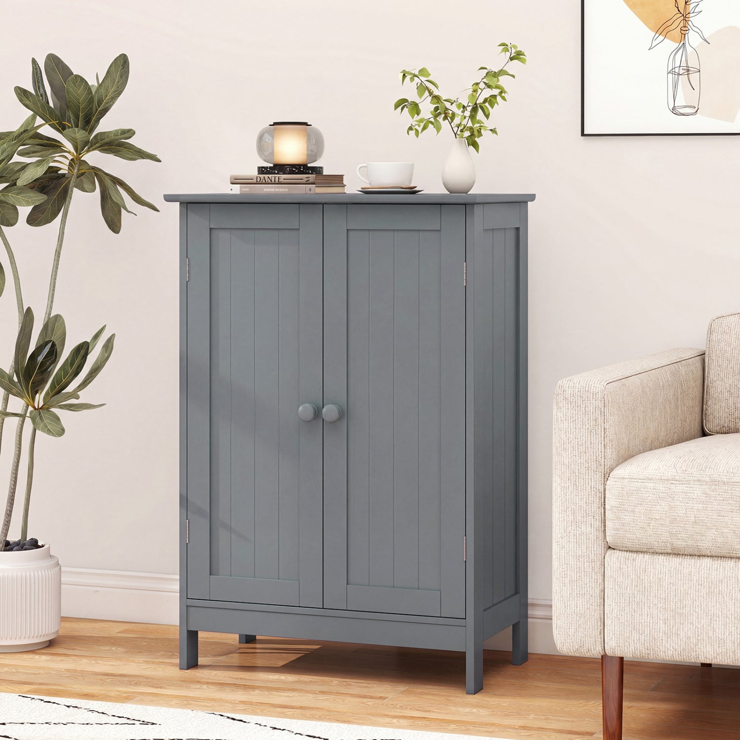 Bathroom Floor Storage Double Door Cupboard Cabinet, Gray Floor Cabinets at Gallery Canada