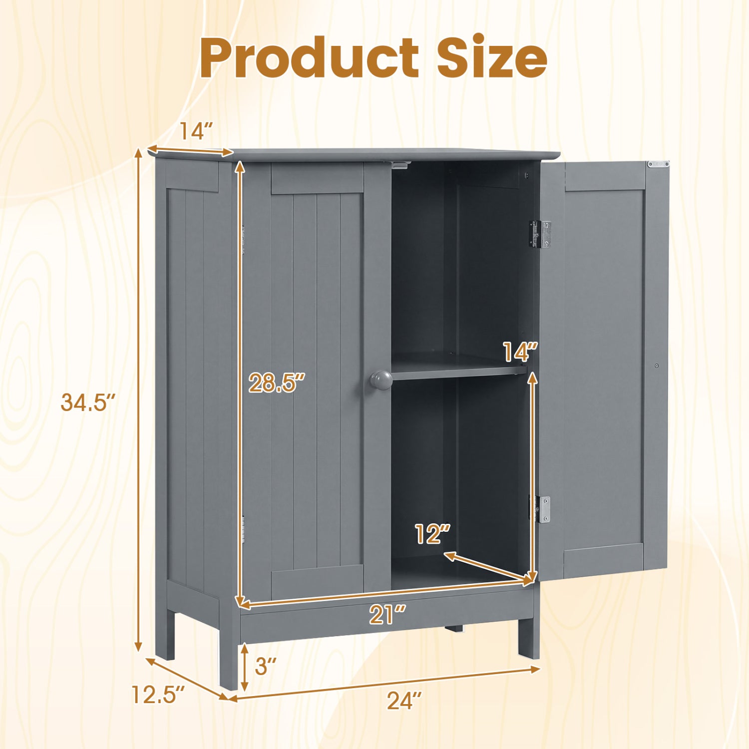 Bathroom Floor Storage Double Door Cupboard Cabinet, Gray Floor Cabinets at Gallery Canada