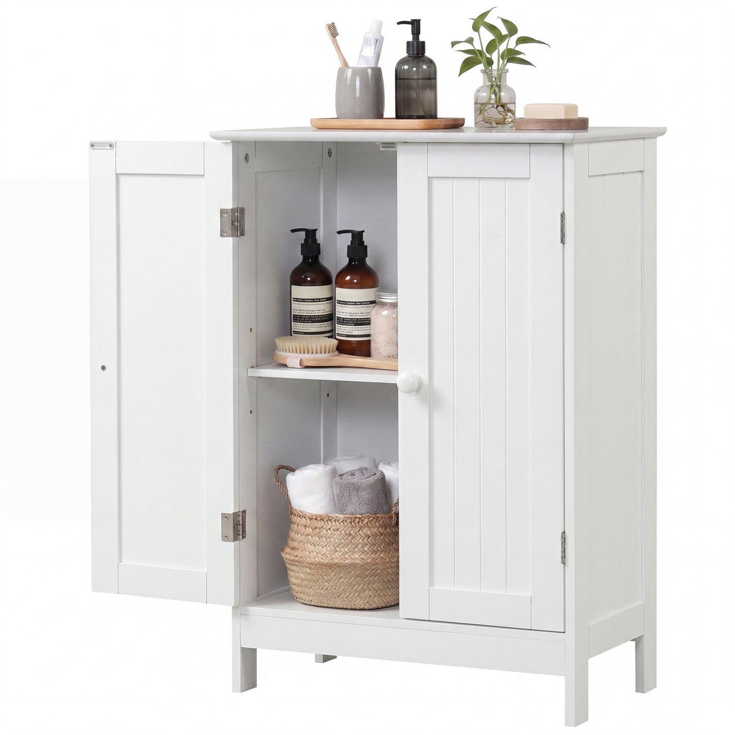 Bathroom Floor Storage Cabinet, Double Door, White Floor Cabinets at Gallery Canada