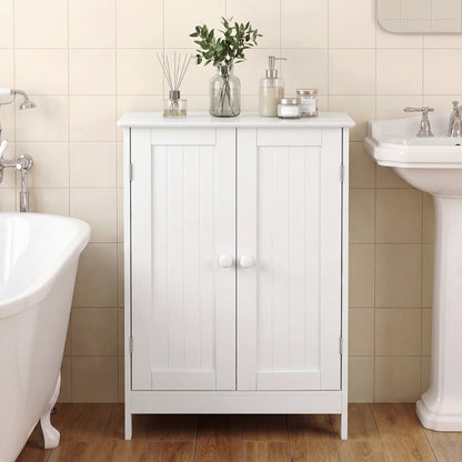 Bathroom Floor Storage Cabinet, Double Door, White Floor Cabinets at Gallery Canada