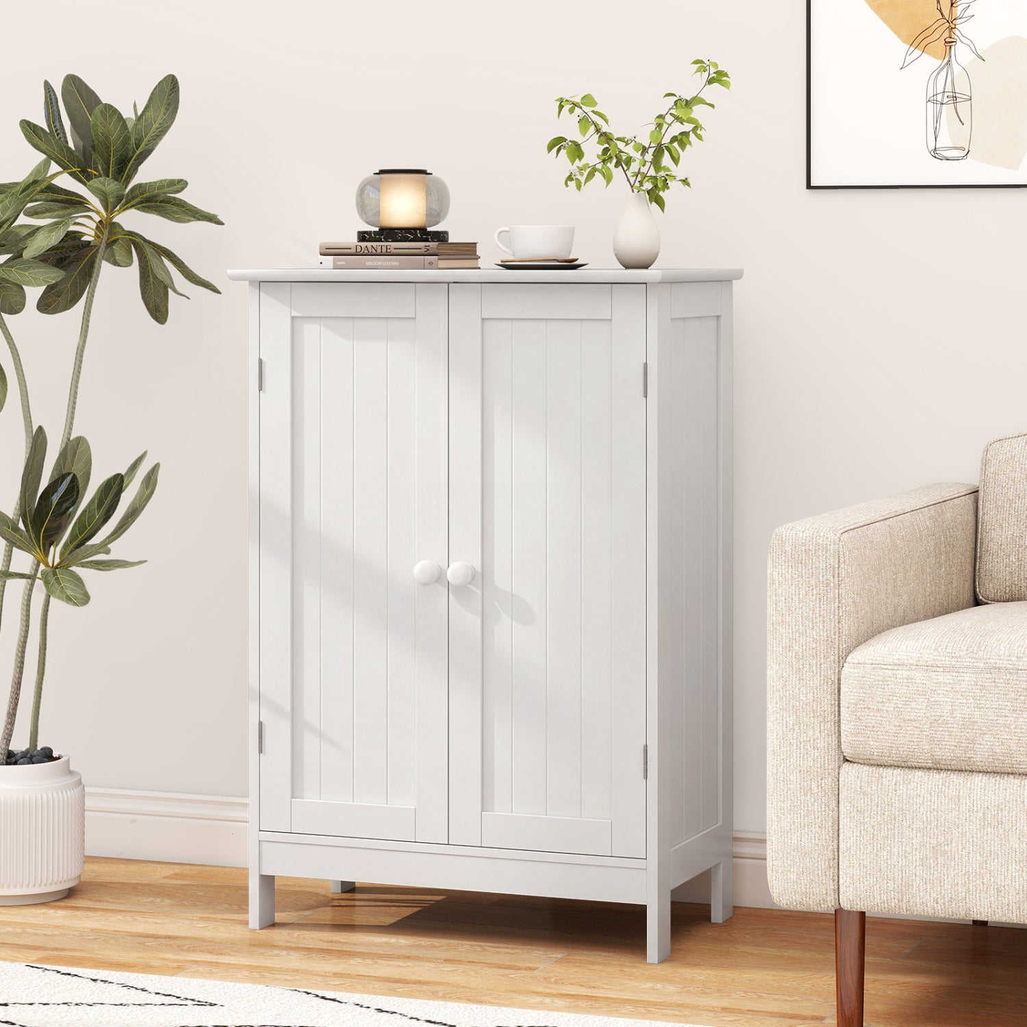 Bathroom Floor Storage Cabinet, Double Door, White Floor Cabinets at Gallery Canada