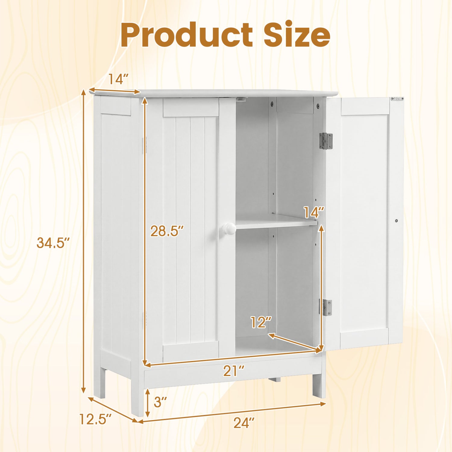 Bathroom Floor Storage Cabinet, Double Door, White Floor Cabinets at Gallery Canada