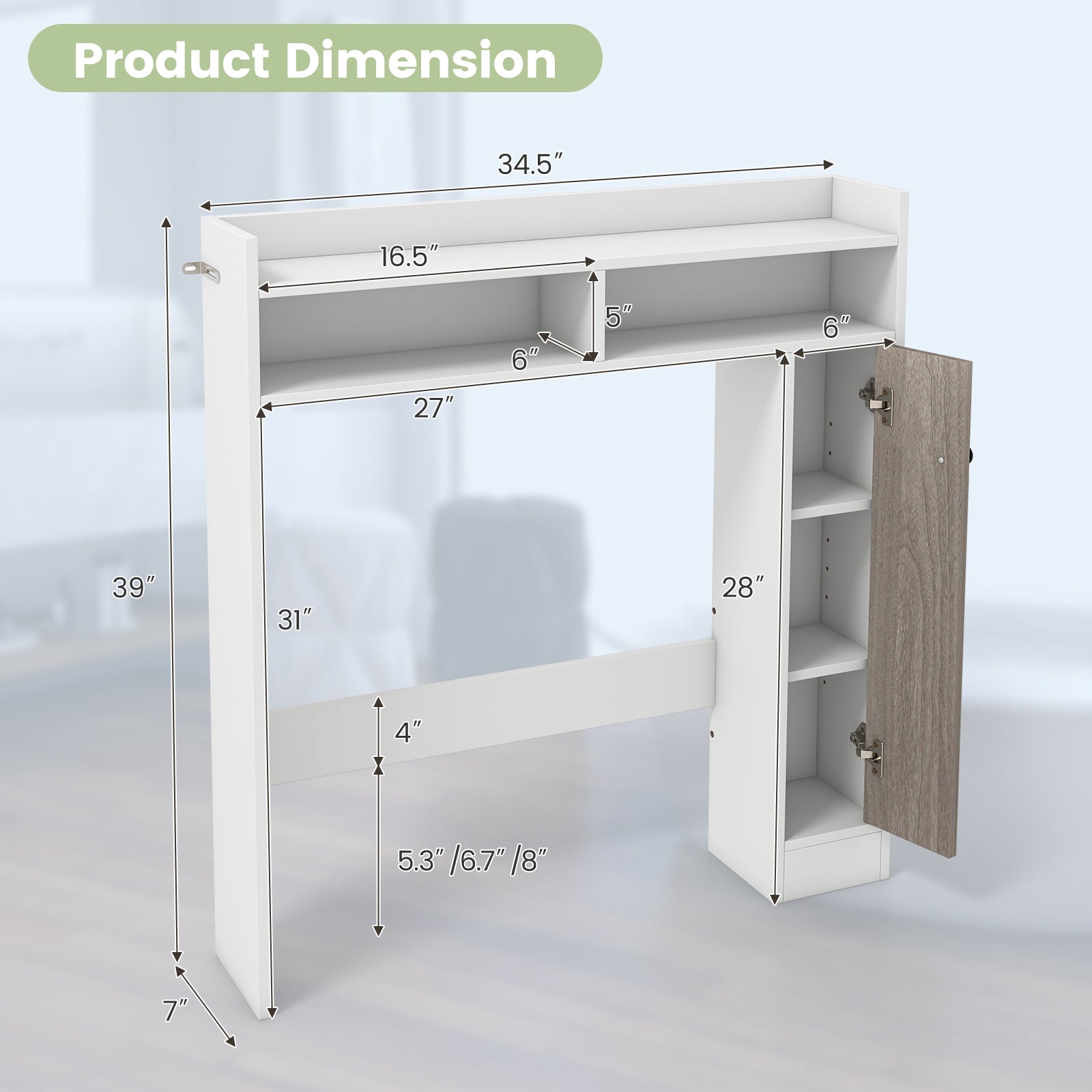 Over The Toilet Storage Organizer, Adjustable Shelves, White Bathroom Etagere at Gallery Canada