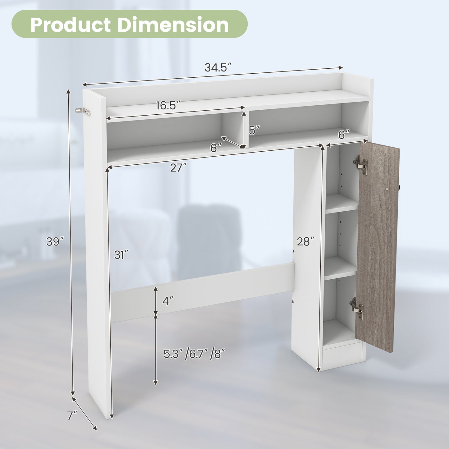 Over The Toilet Storage Organizer, Adjustable Shelves, White Bathroom Etagere at Gallery Canada