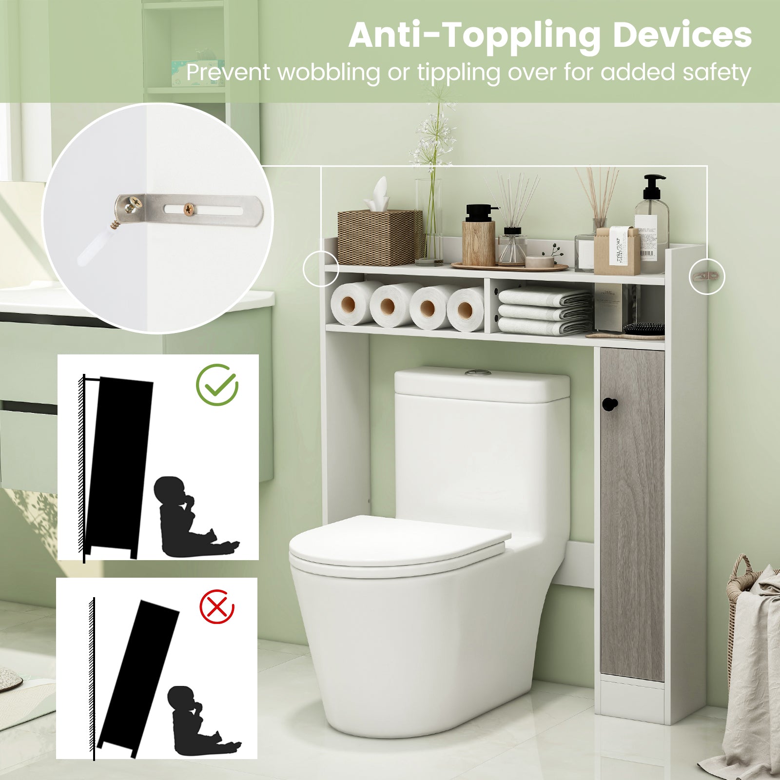 Over The Toilet Storage Organizer, Adjustable Shelves, White Bathroom Etagere at Gallery Canada