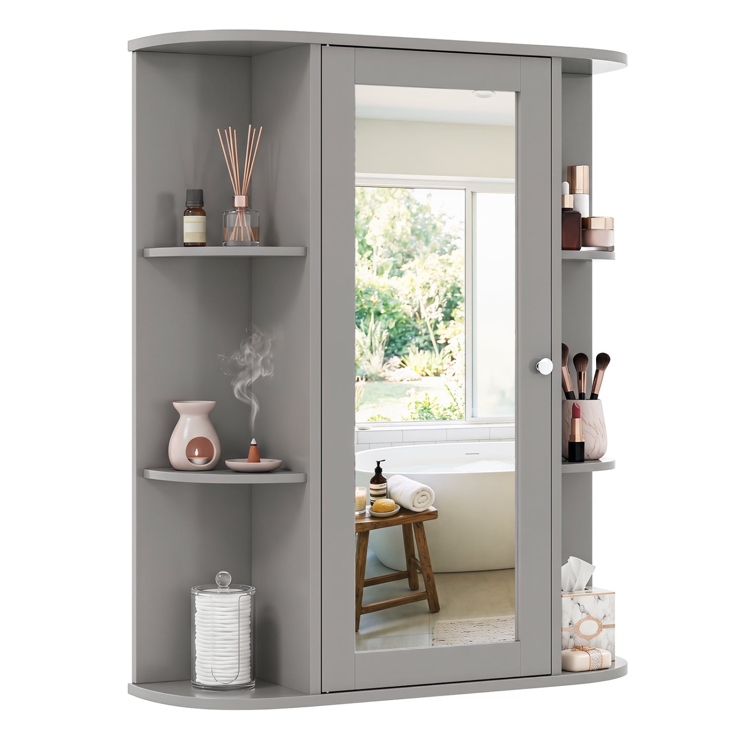 Single Door Wall Mount Cabinet With Mirror, Gray Wall Cabinets at Gallery Canada