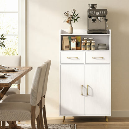 Bathroom Storage Cabinet Freestanding Floor Cabinet with 2 Drawers and 2 Doors, White Floor Cabinets at Gallery Canada