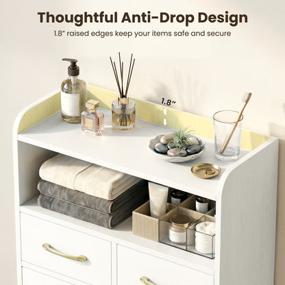 Bathroom Storage Cabinet Freestanding Floor Cabinet with 2 Drawers and 2 Doors, White Floor Cabinets at Gallery Canada
