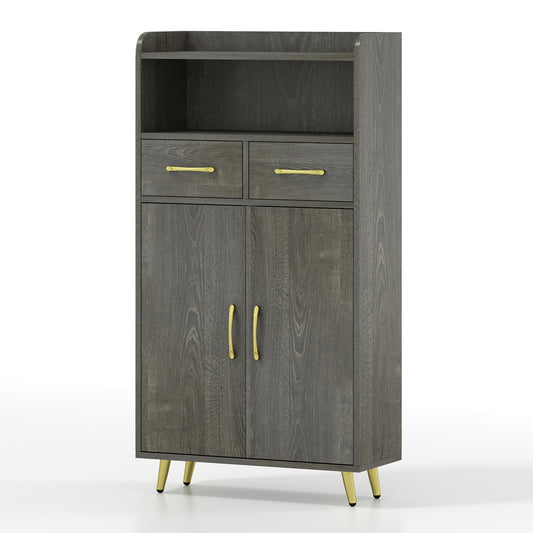 Bathroom Cabinet, Floor Cabinet with 2 Drawers, Oak, Gray Floor Cabinets Gray at Gallery Canada