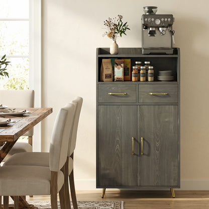 Bathroom Cabinet, Floor Cabinet with 2 Drawers, Oak, Gray Floor Cabinets at Gallery Canada