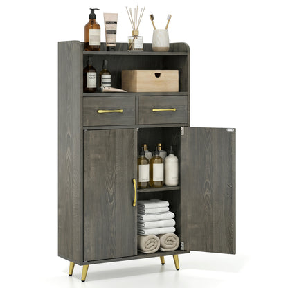 Bathroom Cabinet, Floor Cabinet with 2 Drawers, Oak, Gray Floor Cabinets at Gallery Canada