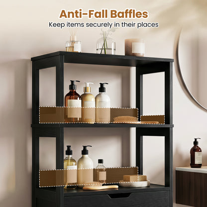 Bathroom Storage Cabinet With Drawer, Black