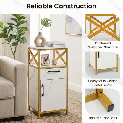 Armoire de rangement pour salle de bain, une porte, tiroir et étagère, blanc