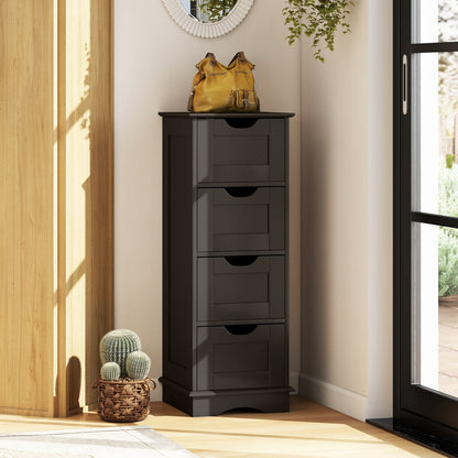 Armoire de rangement pour salle de bain, 4 tiroirs, marron