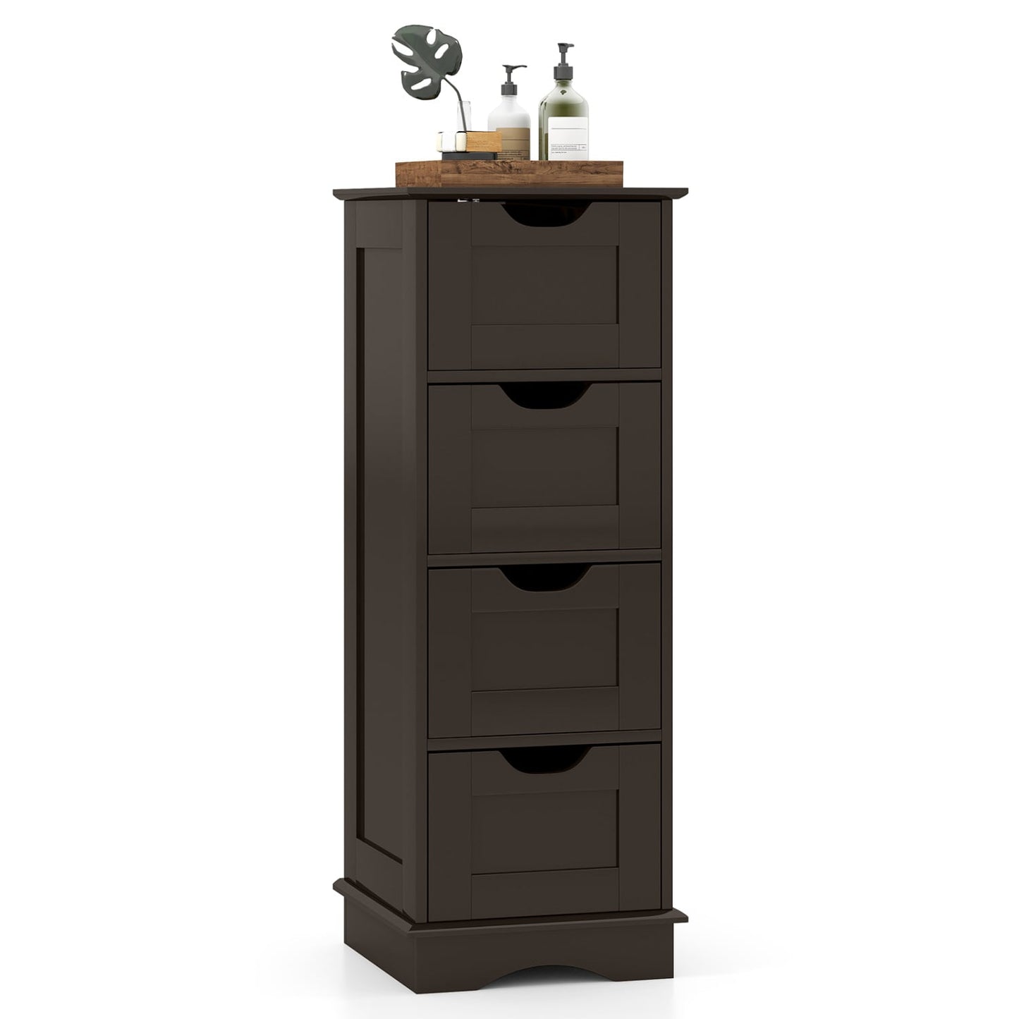Armoire de rangement pour salle de bain, 4 tiroirs, marron