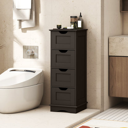 Armoire de rangement pour salle de bain, 4 tiroirs, marron