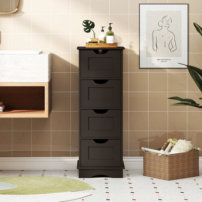 Armoire de rangement pour salle de bain, 4 tiroirs, marron