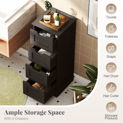 Armoire de rangement pour salle de bain, 4 tiroirs, marron
