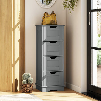 Armoire de rangement pour salle de bain, 4 tiroirs, grise