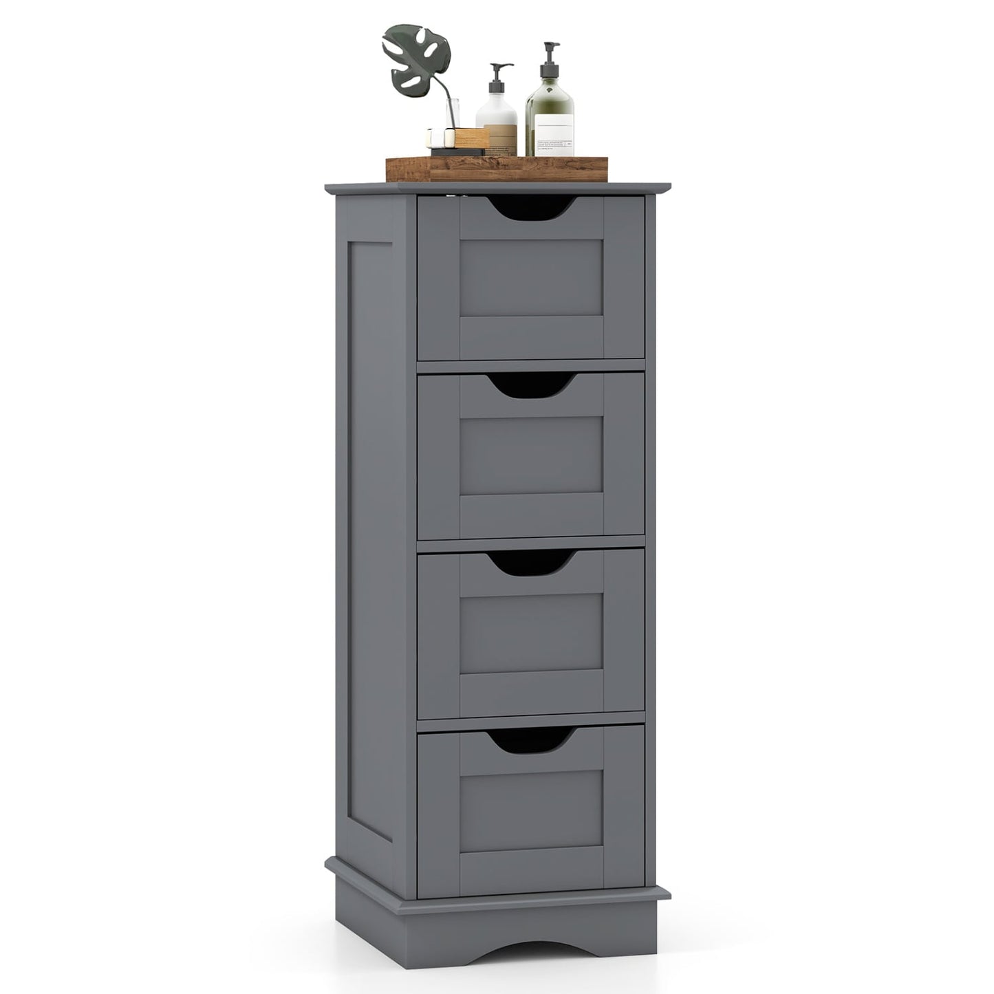 Armoire de rangement pour salle de bain, 4 tiroirs, grise