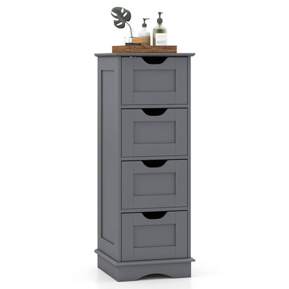 Armoire de rangement pour salle de bain, 4 tiroirs, grise