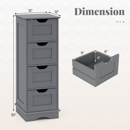 Armoire de rangement pour salle de bain, 4 tiroirs, grise
