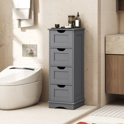 Armoire de rangement pour salle de bain, 4 tiroirs, grise