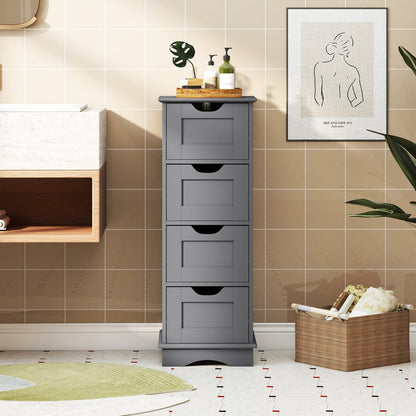 Armoire de rangement pour salle de bain, 4 tiroirs, grise