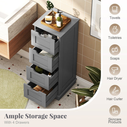 Armoire de rangement pour salle de bain, 4 tiroirs, grise