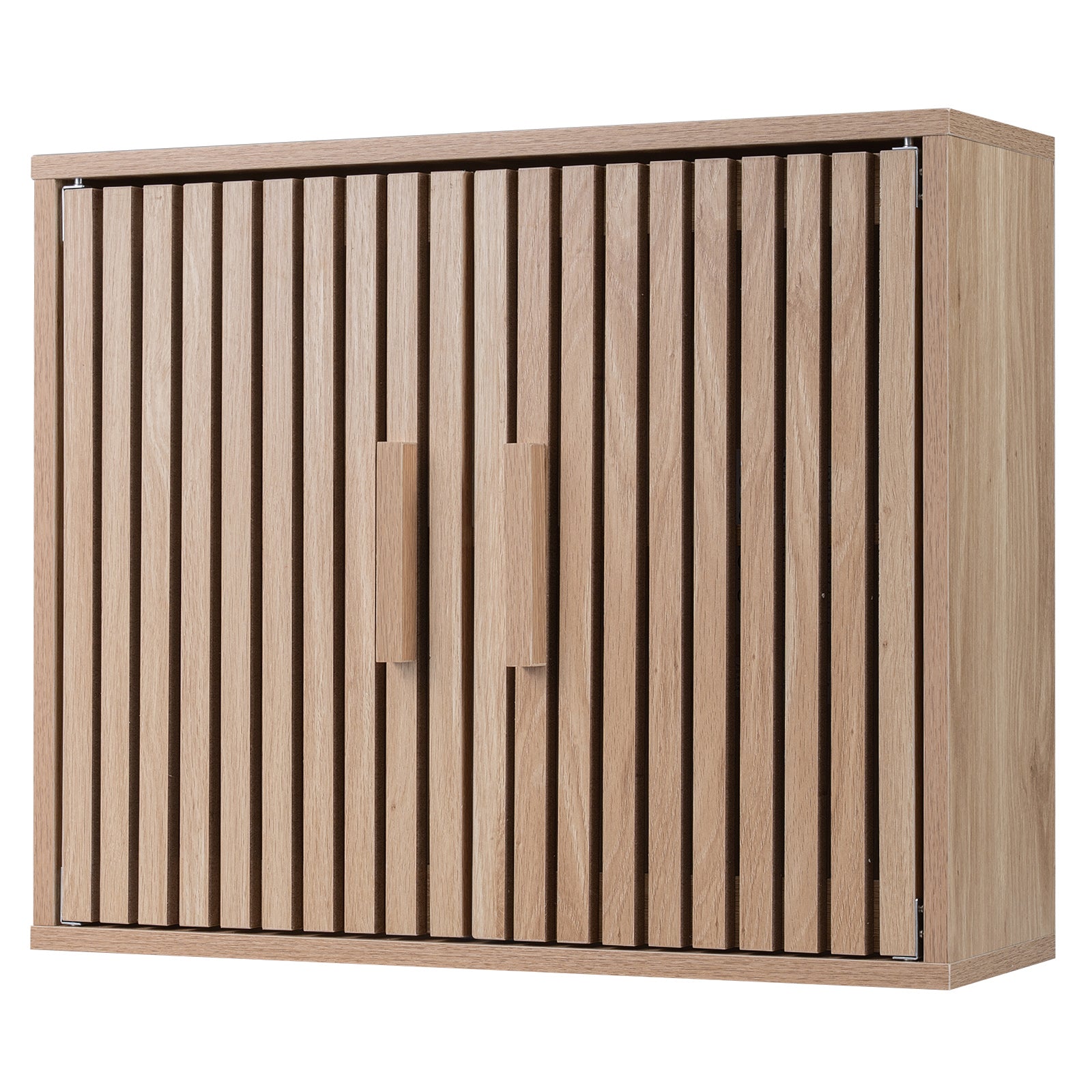Bathroom Wall Cabinet, 2 Slatted Doors, 3 Adjustable Shelves, Natural Wall Cabinets Natural at Gallery Canada