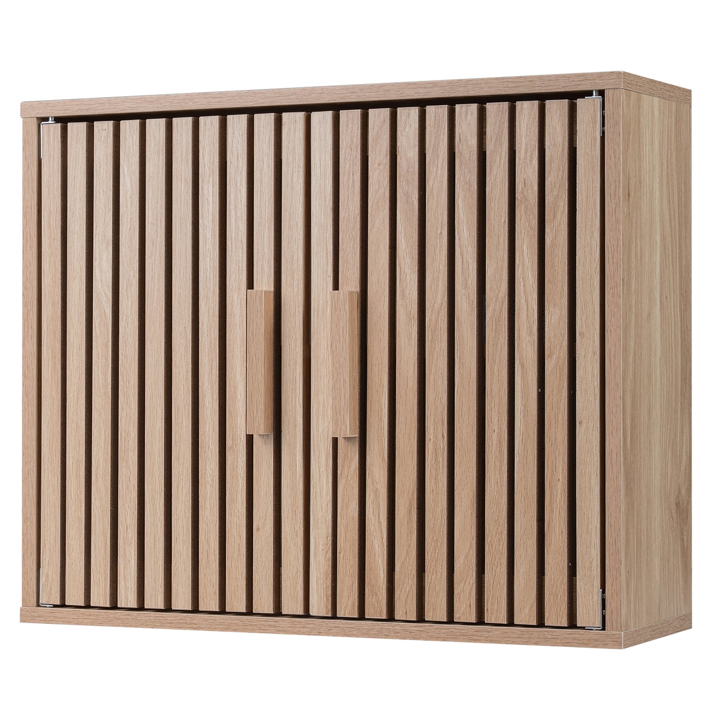 Bathroom Wall Cabinet, 2 Slatted Doors, 3 Adjustable Shelves, Natural Wall Cabinets Natural at Gallery Canada