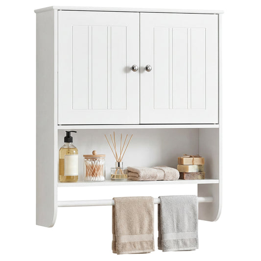 Bathroom Wall Cabinet With Towel Bar, Adjustable Shelf, White Wall Cabinets White at Gallery Canada