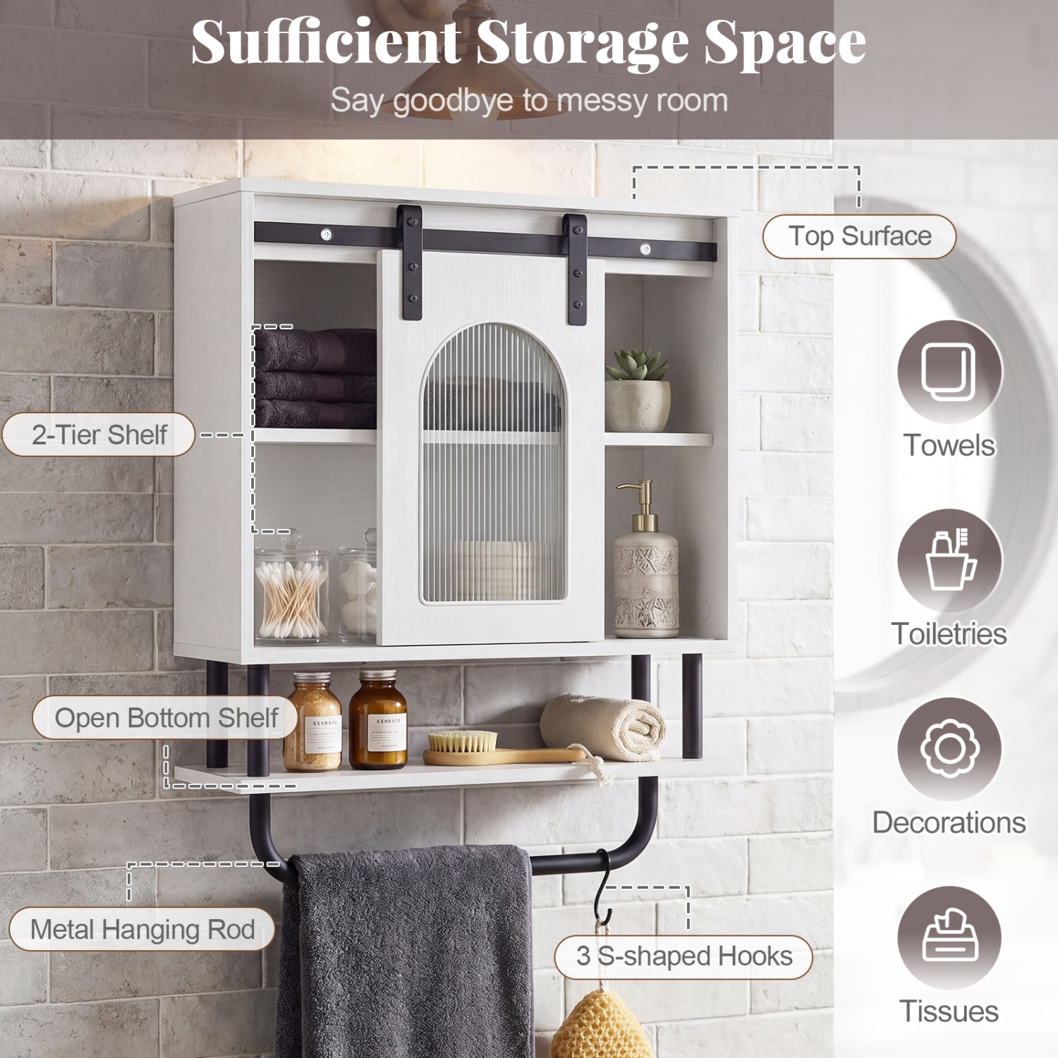 Bathroom Wall Cabinet, Sliding Barn Door, White Wall Cabinets at Gallery Canada