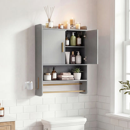 Wall Mounted Medicine Cabinet with Towel Bars, Grey Wall Cabinets at Gallery Canada