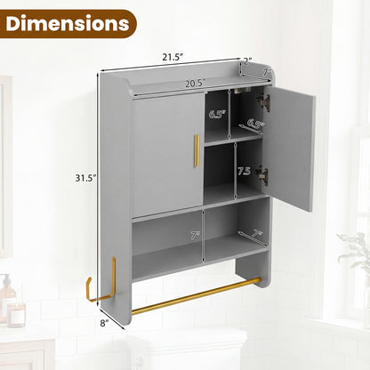 Wall Mounted Medicine Cabinet with Towel Bars, Grey Wall Cabinets at Gallery Canada