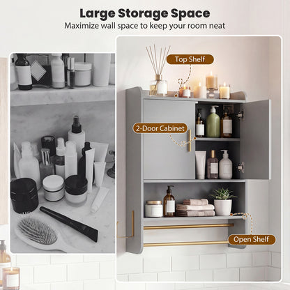 Wall Mounted Medicine Cabinet with Towel Bars, Grey Wall Cabinets at Gallery Canada