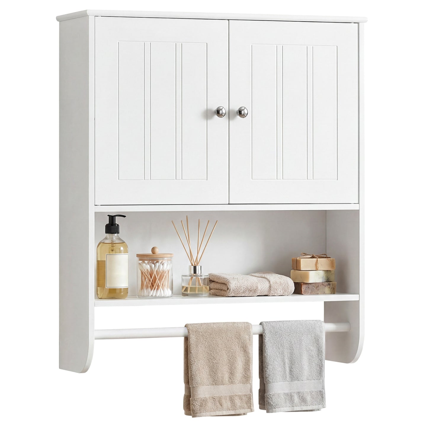 Bathroom Wall Cabinet With Towel Bar, Adjustable Shelf, White Wall Cabinets at Gallery Canada