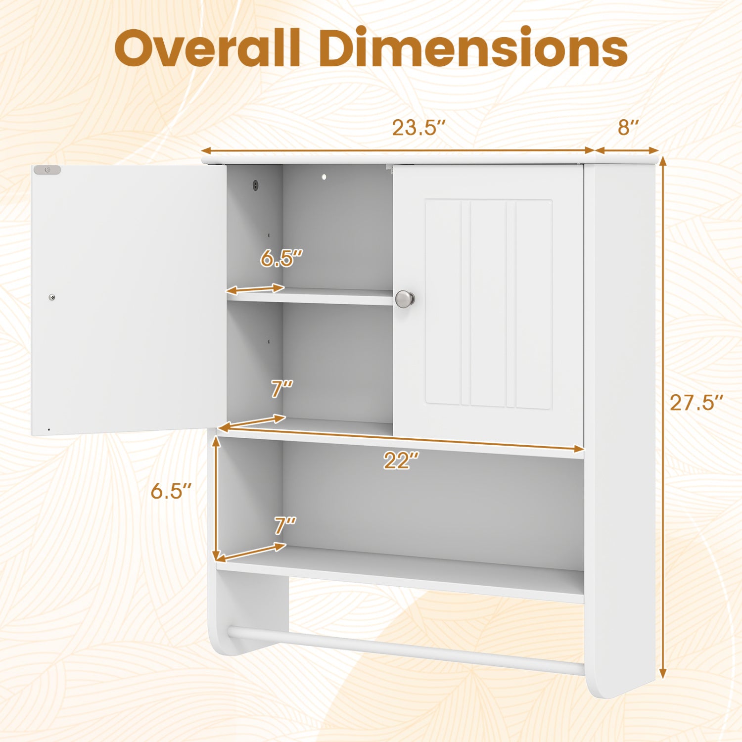 Bathroom Wall Cabinet With Towel Bar, Adjustable Shelf, White Wall Cabinets at Gallery Canada