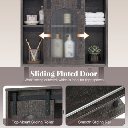 Bathroom Wall Cabinet, Sliding Barn Door, Metal Hanging Bar, 3 Hooks, Black Wall Cabinets at Gallery Canada