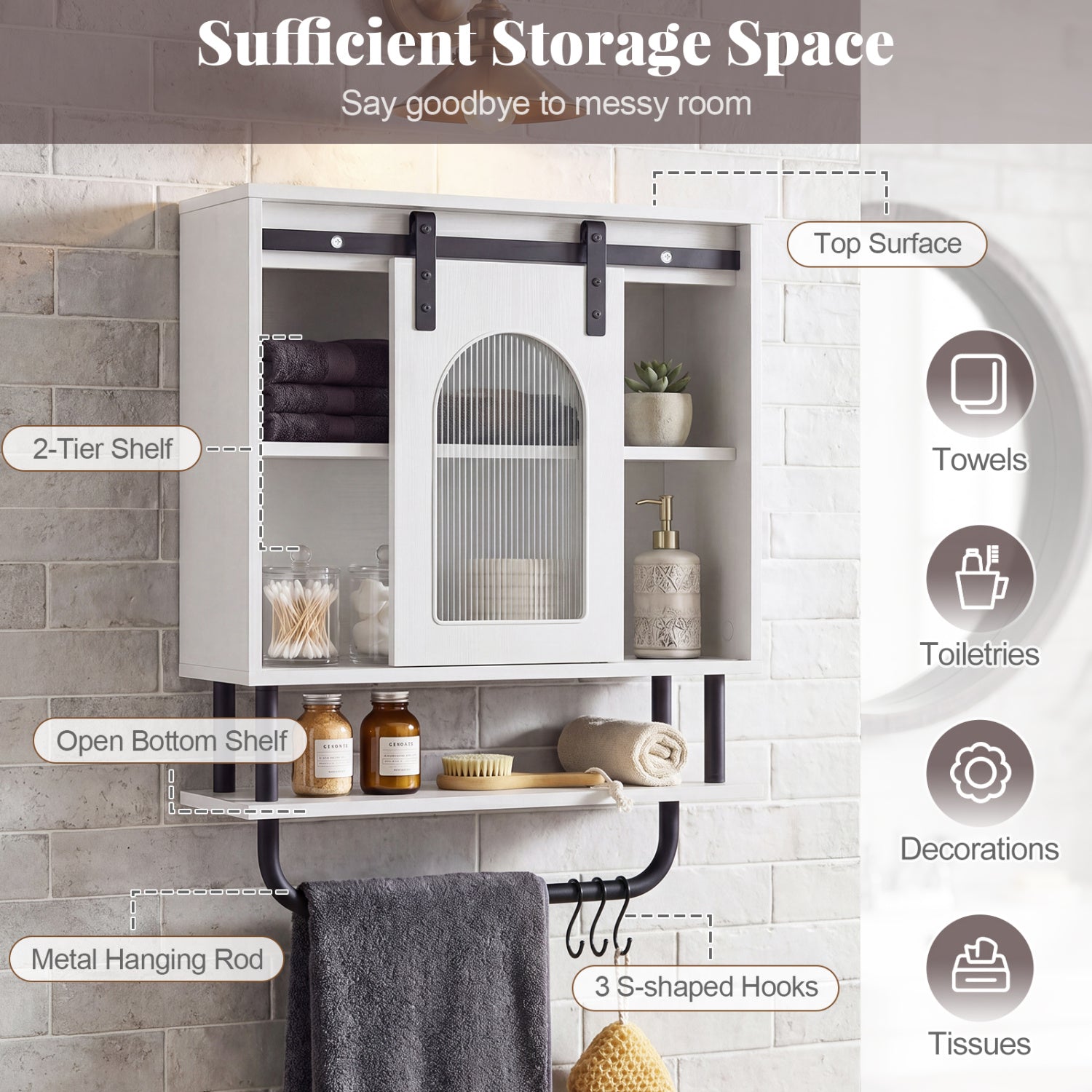 Bathroom Wall Cabinet, Sliding Barn Door, White Wall Cabinets at Gallery Canada