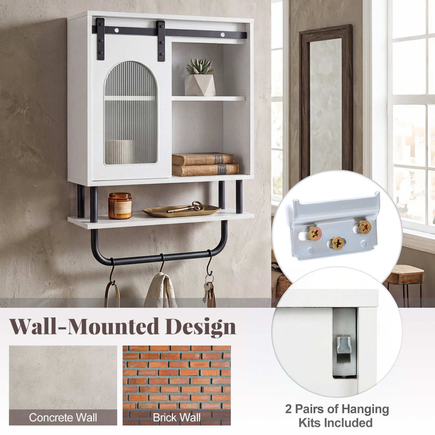 Bathroom Wall Cabinet, Sliding Barn Door, White Wall Cabinets at Gallery Canada
