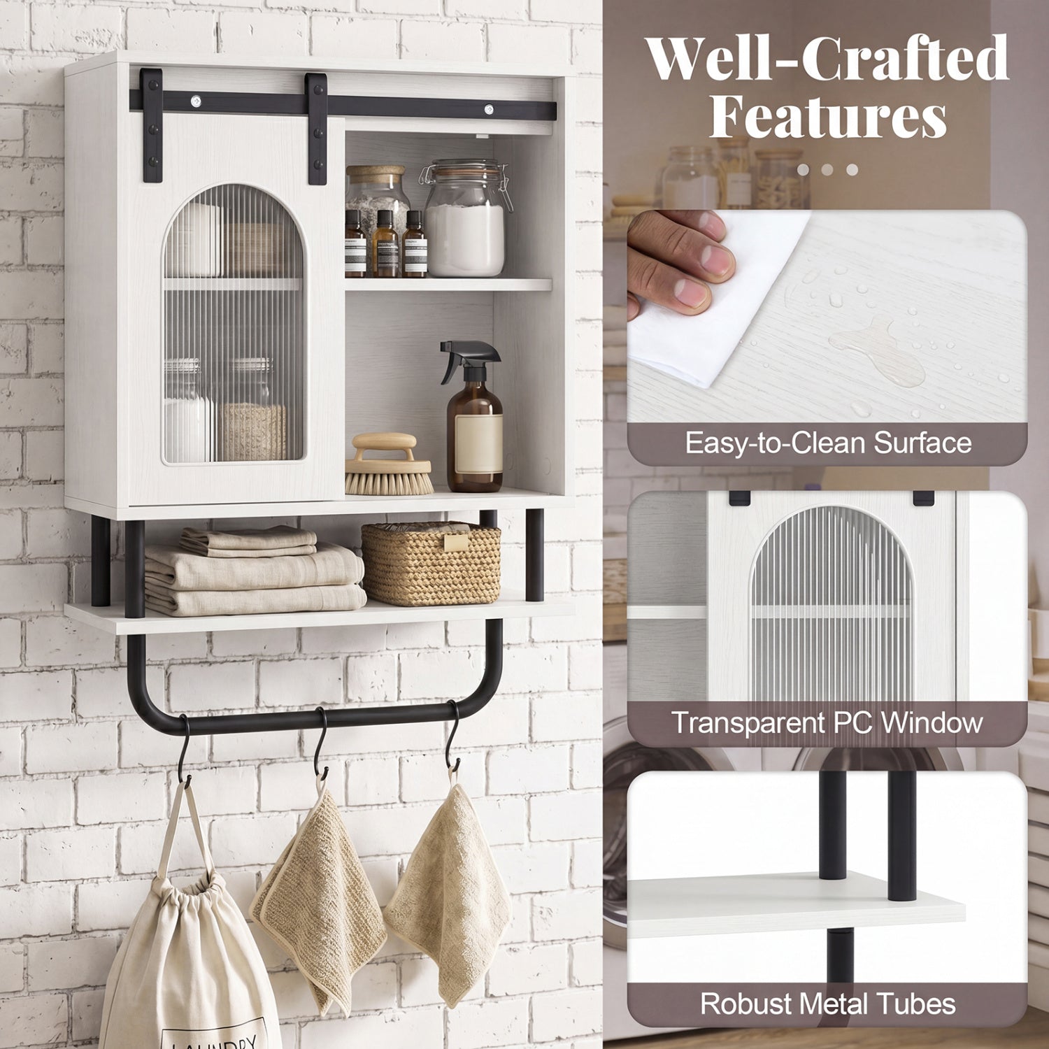 Bathroom Wall Cabinet, Sliding Barn Door, White Wall Cabinets at Gallery Canada